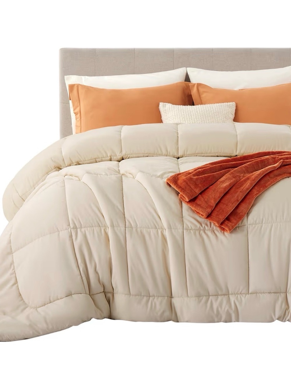 Beige Down Alternative Comforter/Duvet Insert - Soft All-Season Bedding